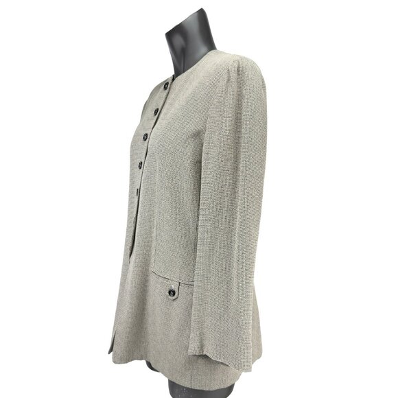 KASPER for A.S.L. Vintage Micro-Houndstooth Gray Long Blazer Jacket Size10 - Picture 6 of 13